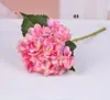 Kunstmatige Hydrangea hortensiabloem Hoofd 47cm Fake Single Single Hydrangeas voor Bruiloft Centerpieces Home Party Decoratieve bloemen Bruiloft SF020