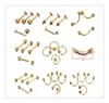 Jewelry Fashion Nose Rings Mix Gold Stainless Steel Navel Belly Lip Nipple Eyebrow Ear Studs Bar Ring Ball Piercing Kit Body
