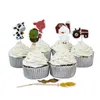 24pcs / set gårddjur ko traktor cupcake plockar tårta toppar tecknad tårta insatser kort julparty gåvor för barn födelsedag dekor c5008