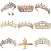 Vendita calda Croona di tiara in cristallo oro per accessori per capelli da sposa Principessa regina corona di nozze strass per capelli da sposa