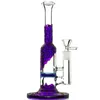 9 Inches Heady Glass Water Pipes 14.5mm Female Joint Purple Glass Bong Oil Dab Rigs Straight Tube Hookahs WP533