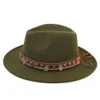 Vintage Unisex Winter Wool Blend Panama Cap Fedora Hat Wide Brim Sombrero Godfather Cap Church Caps Gangster Jazz Hat