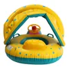 調節可能なサンシェードの赤ちゃん泳ぎ膨脹可能なフロートシートボート水泳リング水のおもちゃサンシェードPVCインフレータブルベビーシート