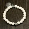 8 mm weiße Howlith-Perlen, Yoga-Perlen, Kürbis-Mala-Gebetsarmband für Meditation, Lebensbaum-Anhänger, Armband für Frauen