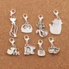 Mix Cesta Cesta Gatos Animais Clasp Lobster Trigger Clip On Charm Beads Antique Prata CM27 Lzsilver Conclusões de Jóias Componentes 140 pcs / lote