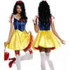 Sexy Sneeuw Prinses Volwassen Halloween Kostuum Womens Fairytale Cosplay Kerstuitvoeringen Fancy Dress Ronde Neck Geplooide jurk