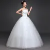 Luxury Crystals Sleeveless 3D-Floral Appliques Strapless Ball Gowns Wedding Dresses Rhinestones Lace-up Back Wedding Gown