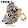 Topgrillz hiphop ised ut 3D hundhuvudhalsband hänge charm för män kvinnor guld silver färg kubik zirkon smycken gåvor202q