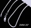 Silver 2MM Snake Chain Necklaces Jewelry High Quality 925 Silver Smooth Snake Chain 16Inch -- 24inch Mix Size