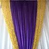 10 stóp x 10 stóp Biała zasłona Purple Ice Silk Drape Gold Sequin Dekoracja Tło na przyjęcie weselne3491031