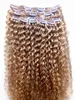 new brazilian virgin remy curly hair weft clip in natural kinky curl weaves unprocessed dark blonde human extensions hair8681210