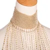 Collana con catena in metallo di cristallo di lusso in argento dorato Collana girocollo con nappe di diamanti di moda da donna Accessori per feste da donna