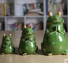 Keramisk kreativ lycklig grön groda staty heminredning hantverk rum dekoration porslin djur figur trädgård vintage prydnad gåva