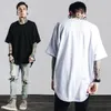 BBTX135 Męska koszulka Zachodnia Długa koszulka Odzież Bent Hem Długi rękaw Koszula Hip Hop City Solid Color White