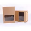 22*16*8CM Kraft Paper Box With Clear Window Bakery Cake Cookies Candy Gift Packaging Box Carton Box QW8432