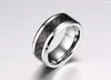 8mm Tungsten Steel Wedding Band Mens & Womens Tungsten Ring with Black Carbon Fiber Inlay Free Engraving