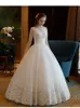 Robe De Mariage Gelinlik El Yapımı Brautkleid Scoop Boyun Kristal Balo Gelinlik Üç Çeyrek Vestidos De Noiva