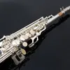 Nieuwe aankomst sopraan b (b) saxofoon parel knoppen hoge kwaliteit messing verzilverde muziekinstrumenten met zaak