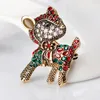 Lovely Christmas Deer Brooch Vintage Bronze Animal Enamel Rhinestone Pins Ancient Silver Plated Alloy Brooch Pins for Gifts Wholesale