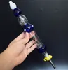티타늄 팁이있는 과즙 수집기 키트 14mm 거꾸로 된 손톱 흡연 유리 파이프 Oil Rig Concentrate Dab Straw Water Pipes