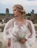 Moderne lange mouwen trouwjurk Appliques Boheemse strand bruidsjurken Boho trouwjurken Robe de mariee