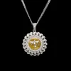 New Men Women Fashion Angle Pendant Necklace European Hip Hop Jewelry Silver/Gold Plated Shiny Rhinestone Round Necklace