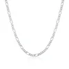 Fashion Jewelry Silver Chain 925 Necklace 2mm Figaro Chain for Women Girl 16 18 20 22 24 inches