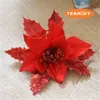 3 colori 17 CENTIMETRI Per la decorazione di natale fiori di plastica artificiale Natale poinsettia teste di fiore polvere d'oro polvere argento rosso FCF17