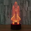 ロケット3D illlusion LEDナイトライト7カラータッチスイッチテーブルデスクランプ新しいアクリルライトフィクステッドベッドルーム寝室#R87