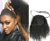 120g Kinky Curly Ponytail Hair Extenions Clip i obearbetat äkta brasilianskt hår Ponytail Afro Kinky Curly Natural Puff Free Delivery Ship