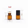 1ML 2ML 3ML leere bernsteinfarbene Glasrolle für ätherische Öle mit Edelstahl-Metallkugel für Parfümöle 030