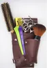 PU Leather Rivet Hair Scissor Bag Clips Bag Hairdressing Barber Scissor Holster Pouch Holder Case with Waist Shoulder Belt Black