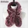 Rex Rabbit Fur Scarf Prawdziwe Futro Szalik Dla Kobiety Moda Zima Neck Warmer Kobieta 100% Nature Królik Futro Szaliki Wrap Na Zima Ms.minshu