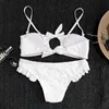 bikini blanc sexy 2018 bandeau imprimé blanc bikini brésilien licou maillot de bain maillot de bain rembourré costume de plage maillot de bain en dentelle maillot de bain
