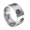 8 mm Högkvalitativ hund kattpott Men fingerringar 316 l Rostfritt stål Punk Smycken Anime Pet Ring Amulet Wedding Gift