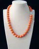 100% Oryginalna piękna 10mm Coral Pink Sea Shell Pearl Necklace 18 ''