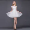 white off-the-shoulder evening dress Sexy Short Formal Evening Dresses New Spring Fashion Flare Collar Party Applique Party Ballroom Dresses HY091