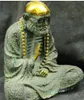 Fengshui chinois ancienne Bronze Antique Statue en laiton Bodhidharma Bouddha Sculpture