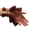 1 par de muñequeras de encaje marrón Steampunk para mujer, pulseras Vintage, accesorios de disfraces para fiesta, alta calidad