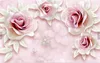 3D bloemen behang foto muur papier woonkamer slaapkamer decor papel pintado pared rollos muur papers home decor 3d roze bloem