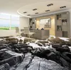 Muurdocumenten home decor 3D-vloer aangepaste zelfklevende behang zwarte steen 3D-vloeren wallpapers voor woonkamer