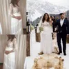 Lindas mulheres grávidas maternidade vestidos de casamento 2018 laço de verão mangas compridas vestidos de noiva feitos personalizados plus tamanho um vestido de casamento de linha