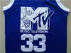 Mens vai smith # 33 jerseys de basquete preto televisão televisão primeiro anual rock n'jock b-ball jam 1991 azul costurado camisas s-xxl