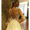2018 Sexy Suknie ślubne Ręcznie Made Flowers Kwiaty Z Długim Rękawem Koraliki V-Neck Aplikacje Kraj Wedding Wedding Suknia Bridal