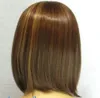 BOB style Straight Bang short Straight Wig wigs with wig cap Brown mix