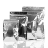 Borsa richiudibile piatta in Mylar con foglio di alluminio argento lucido con cerniera per conservazione del tè alimentare 6 dimensioni LZ1829