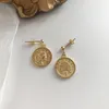 LouLeur 925 sterling silver dollar coin earrings gold portrait one cents round dollar coin pendant necklace for women jewelry