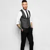 gilet da sposo grigio nero abito da uomo per matrimonio 2018 nuovo gilet da sposo slim fit gilet da uomo d'affari abbigliamento formale237E