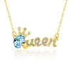 10 couleur élégant collier pendentif reine avec cristal diamant clavicule chaîne accessoires de mode anniversaire beau cadeau bateau libre