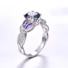 Bonlavie 925 Sterling Zilver Mystieke Regenboog Topaz Ringen met Sapphire Accent Stone Fashion Design Engagement Wedding Band Ring